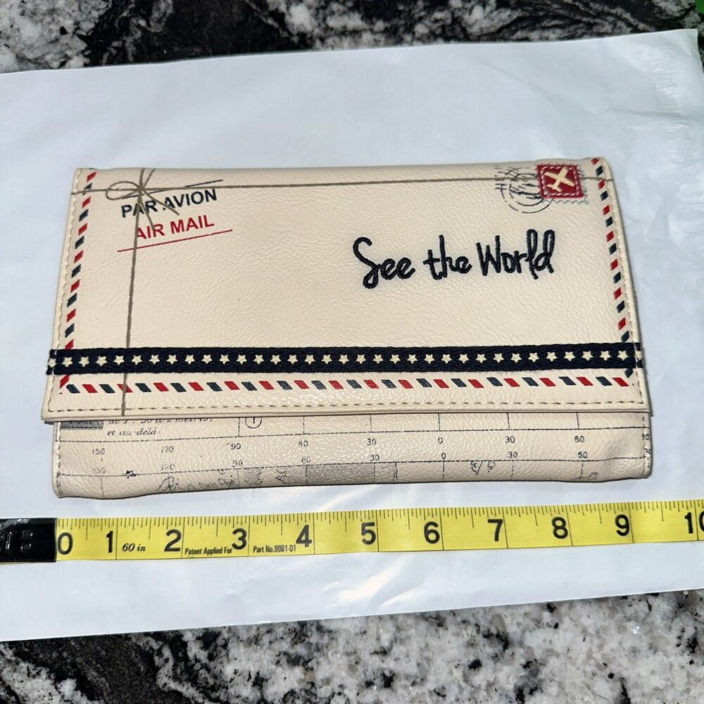 See The World Air Mail Passport Document Holder Travel Wallet Clutch Miamica